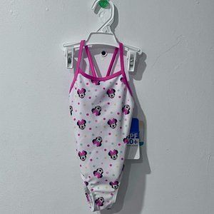 Disney Minnie Mouse Polkadot Criss Cross Girls Bathing Suit with UPF NWT
